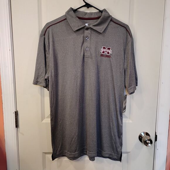 Men's Colosseum Mississippi State Bulldogs Short Sleeve Polo Shirt Gray - Picture 2 of 9